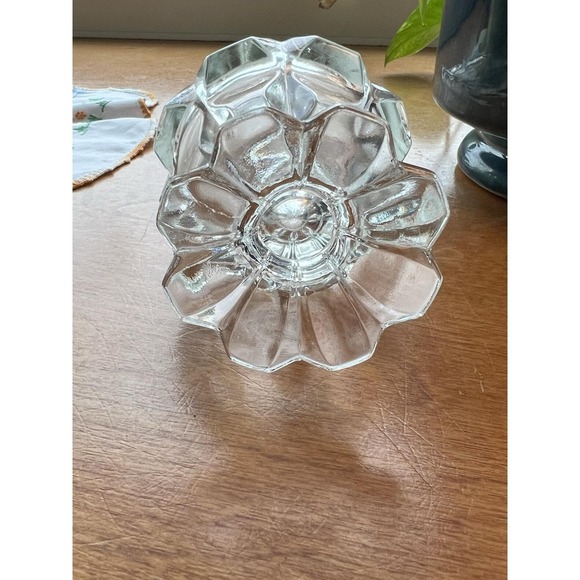 VTG Clear Swung‎ Glass Vase 16" Ribbed 8 Petal Base MCM Fenton Stretch Gorgeous - Picture 3 of 8